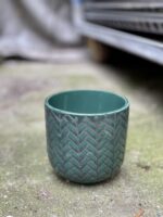 Zdjęcie doniczki lub oslonki: Osłonka Fishbone Green 12 × 13 cm, ujęcie 1